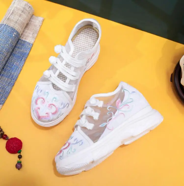 Women Air Mesh Embroidered Sneakers Ladies Summer Casual Shoes кроссовки женские Vintage Female Sandals