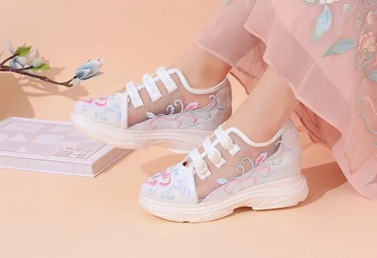 Women Air Mesh Embroidered Sneakers Ladies Summer Casual Shoes кроссовки женские Vintage Female Sandals