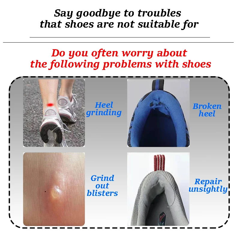 2 Pairs Sneakers Insoles Heel Repair Subsidy Viscose Shoe Hole Shoemaker Stickers for Shoes Sports Lining Sticky Heel Anti-Wear