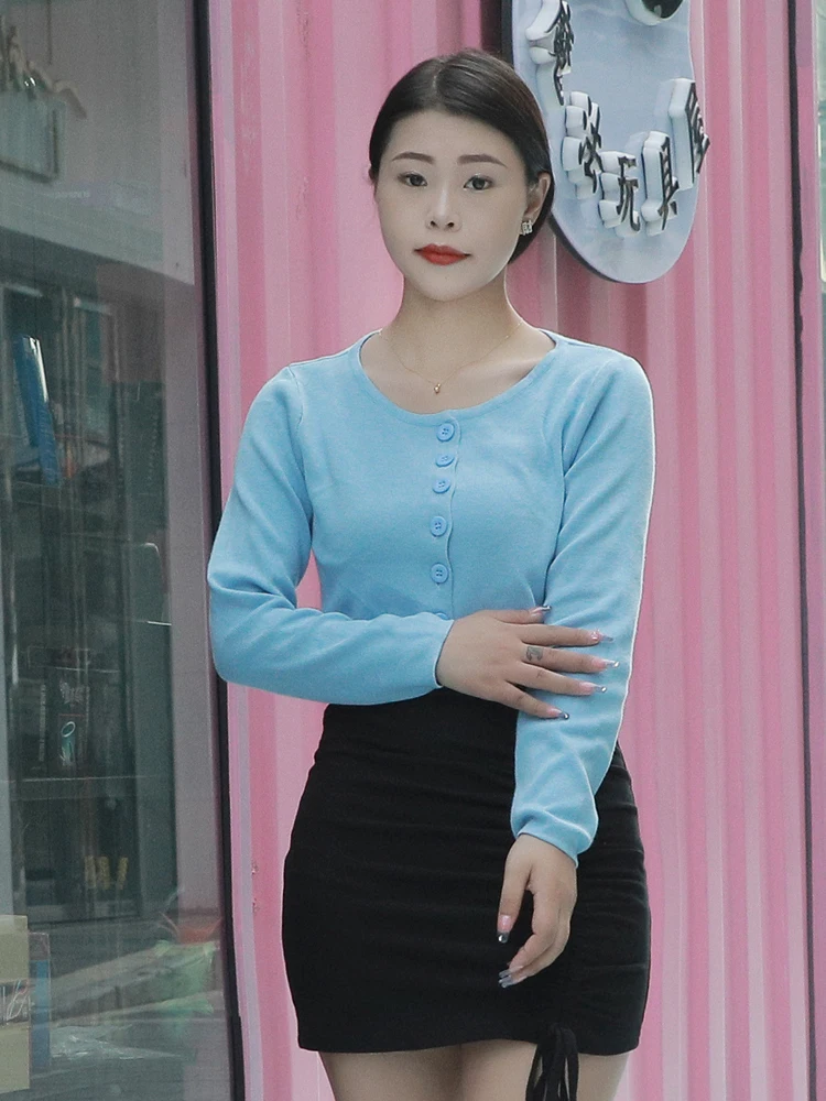 Blouses Cardigan Female Knitted Ladies Sweaters Cropped Clothing Crochet Top Korean Fashion Style Black Outerwear Tricot Jersey