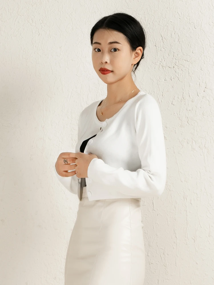 Blouses Cardigan Female Knitted Ladies Sweaters Cropped Clothing Crochet Top Korean Fashion Style Black Outerwear Tricot Jersey
