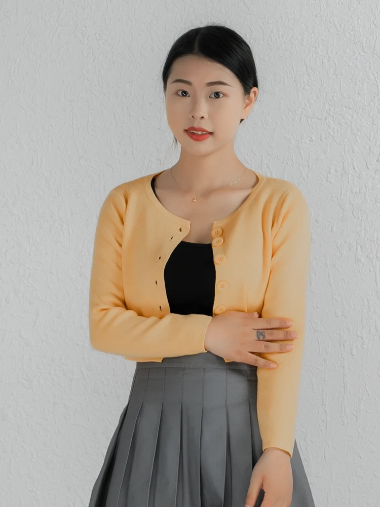 Blouses Cardigan Female Knitted Ladies Sweaters Cropped Clothing Crochet Top Korean Fashion Style Black Outerwear Tricot Jersey