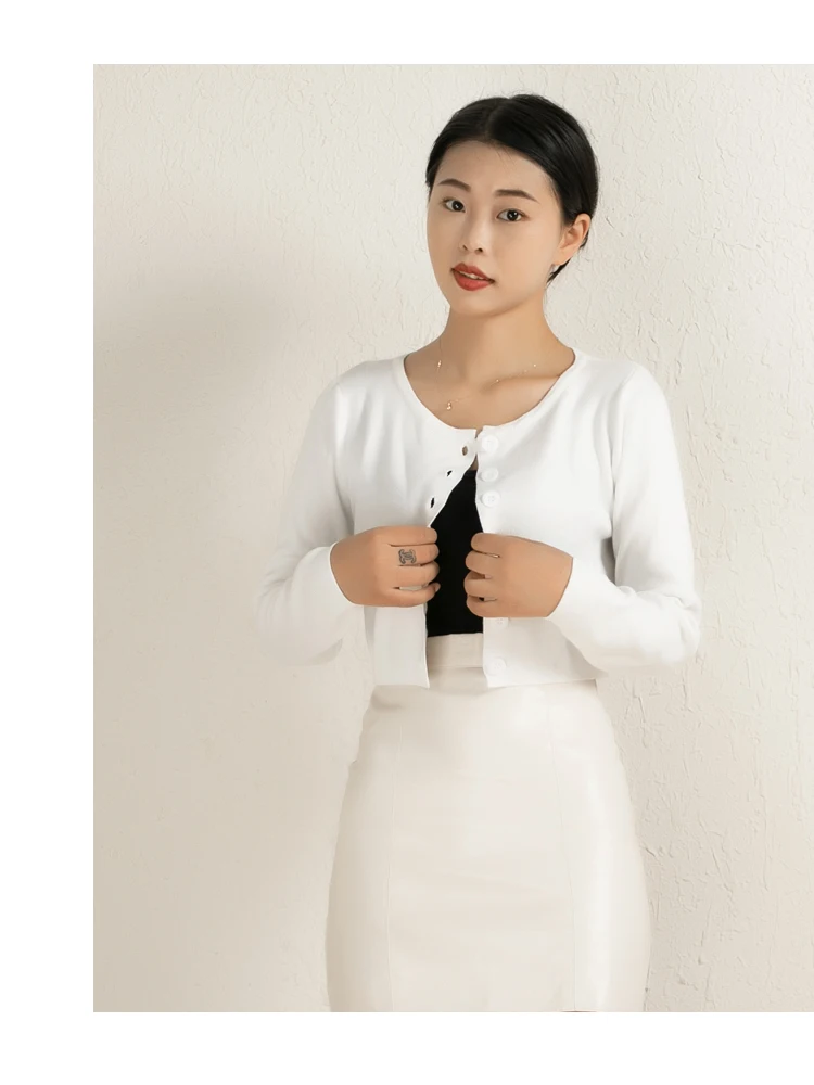 Blouses Cardigan Female Knitted Ladies Sweaters Cropped Clothing Crochet Top Korean Fashion Style Black Outerwear Tricot Jersey