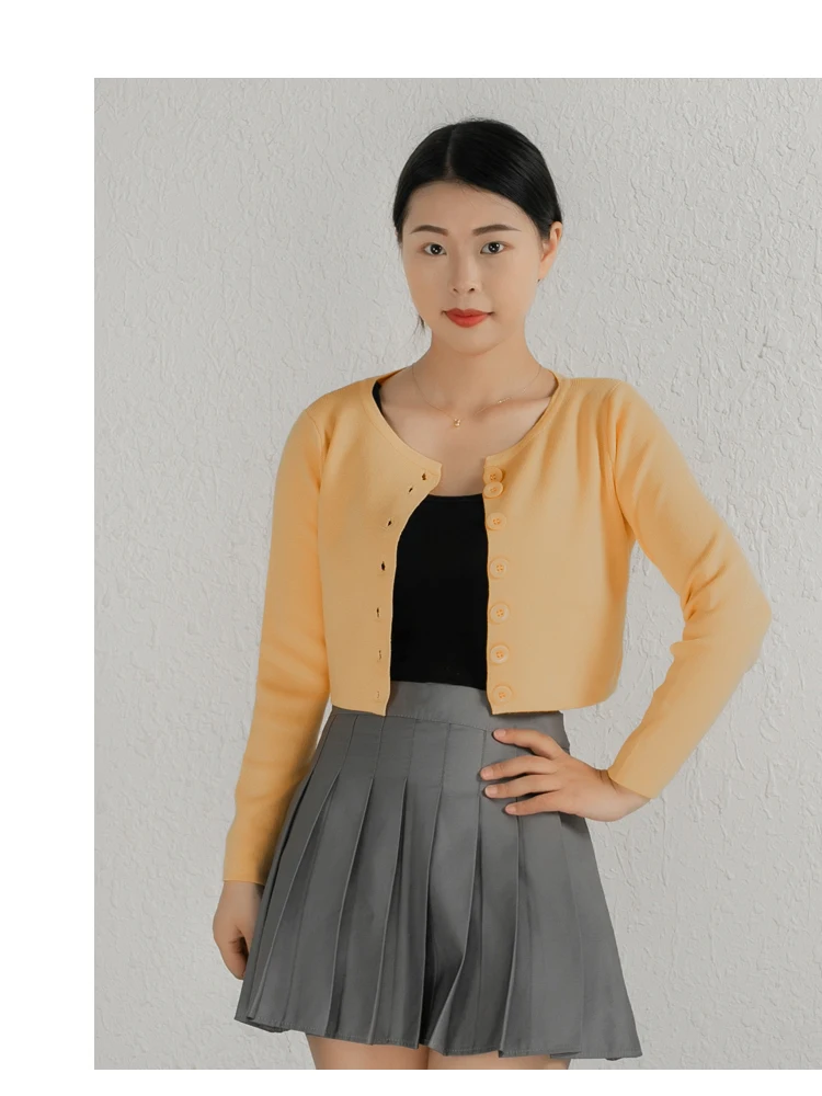 Blouses Cardigan Female Knitted Ladies Sweaters Cropped Clothing Crochet Top Korean Fashion Style Black Outerwear Tricot Jersey