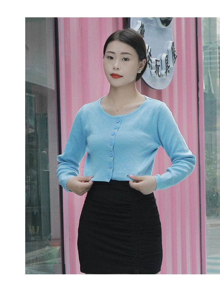 Blouses Cardigan Female Knitted Ladies Sweaters Cropped Clothing Crochet Top Korean Fashion Style Black Outerwear Tricot Jersey