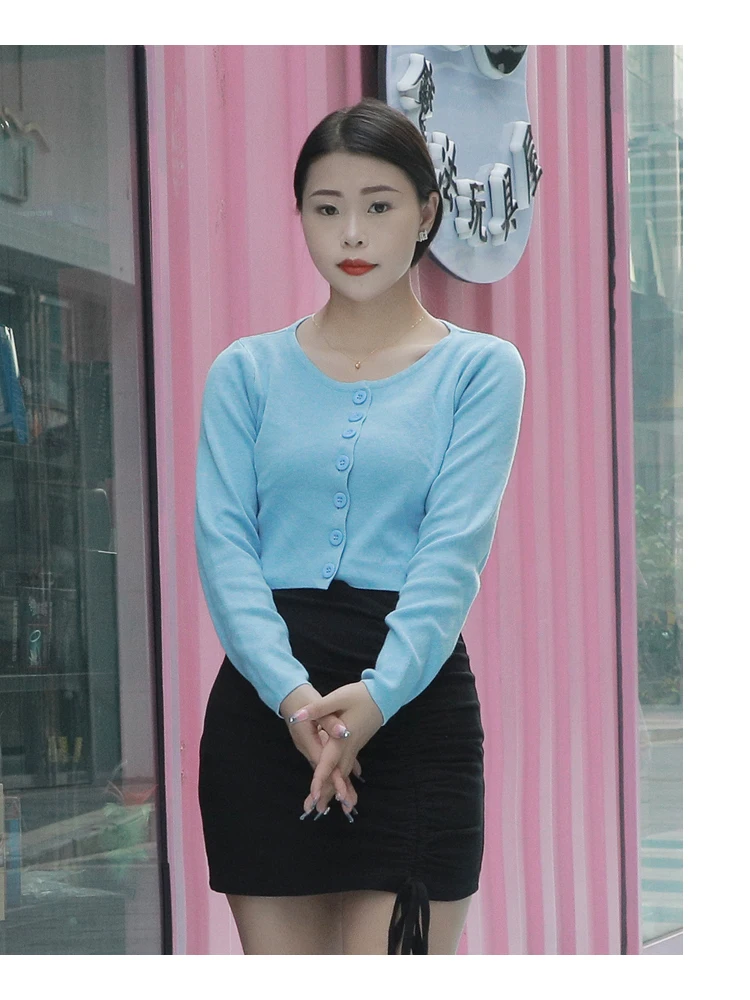 Blouses Cardigan Female Knitted Ladies Sweaters Cropped Clothing Crochet Top Korean Fashion Style Black Outerwear Tricot Jersey