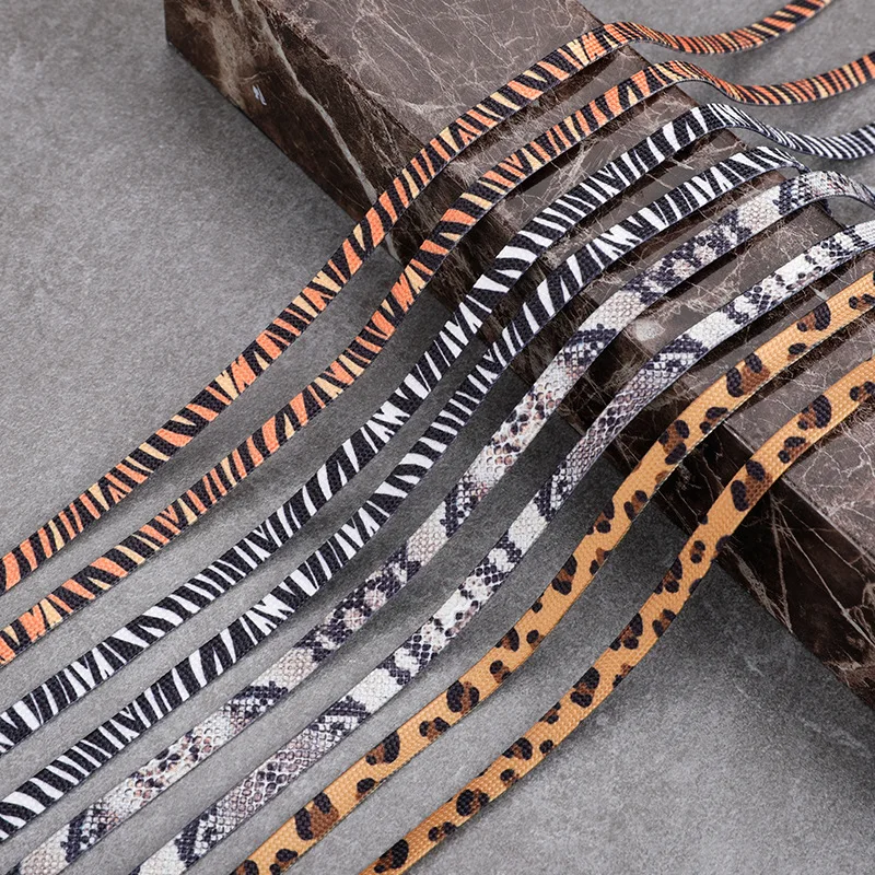 Classic Animal Patten Print Shoelace Creative Unisex Sneakers Canvas Shoe Lace Flat Leopard Zebra Tiger Snake Shoelaces Strings