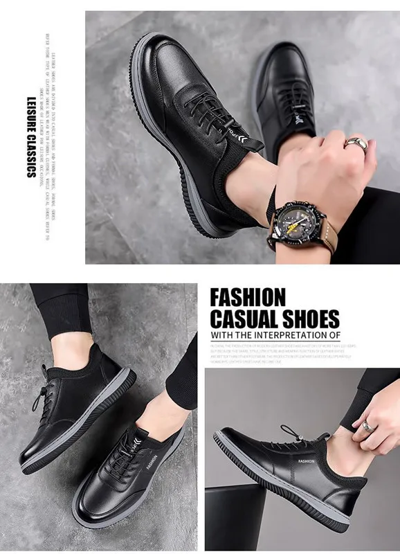 New Men Shoes PU Leather Lightwear Sport for Man Shoe Breathable Lace Up Comfortable Running Casual Shoes Outdoor Male Sneakers