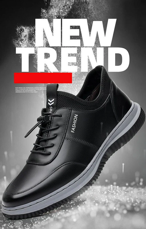 New Men Shoes PU Leather Lightwear Sport for Man Shoe Breathable Lace Up Comfortable Running Casual Shoes Outdoor Male Sneakers