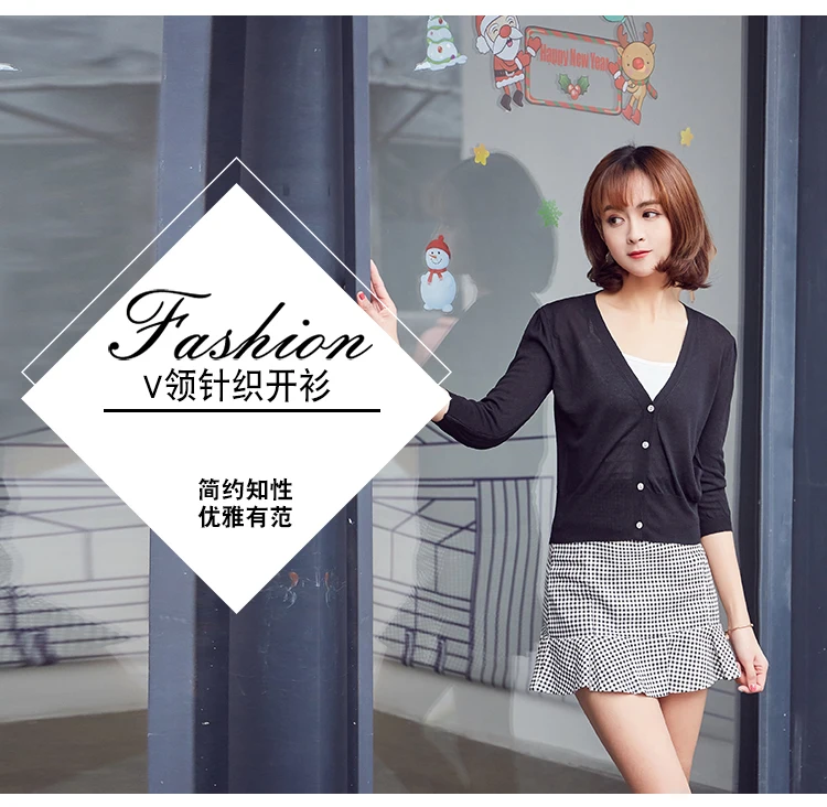 Cardigan for Girls Outerwear Summer Women Ladies Sweater Cropped Jerseys Crochet Top Button-down Knitted Sweaters Tops Clothing