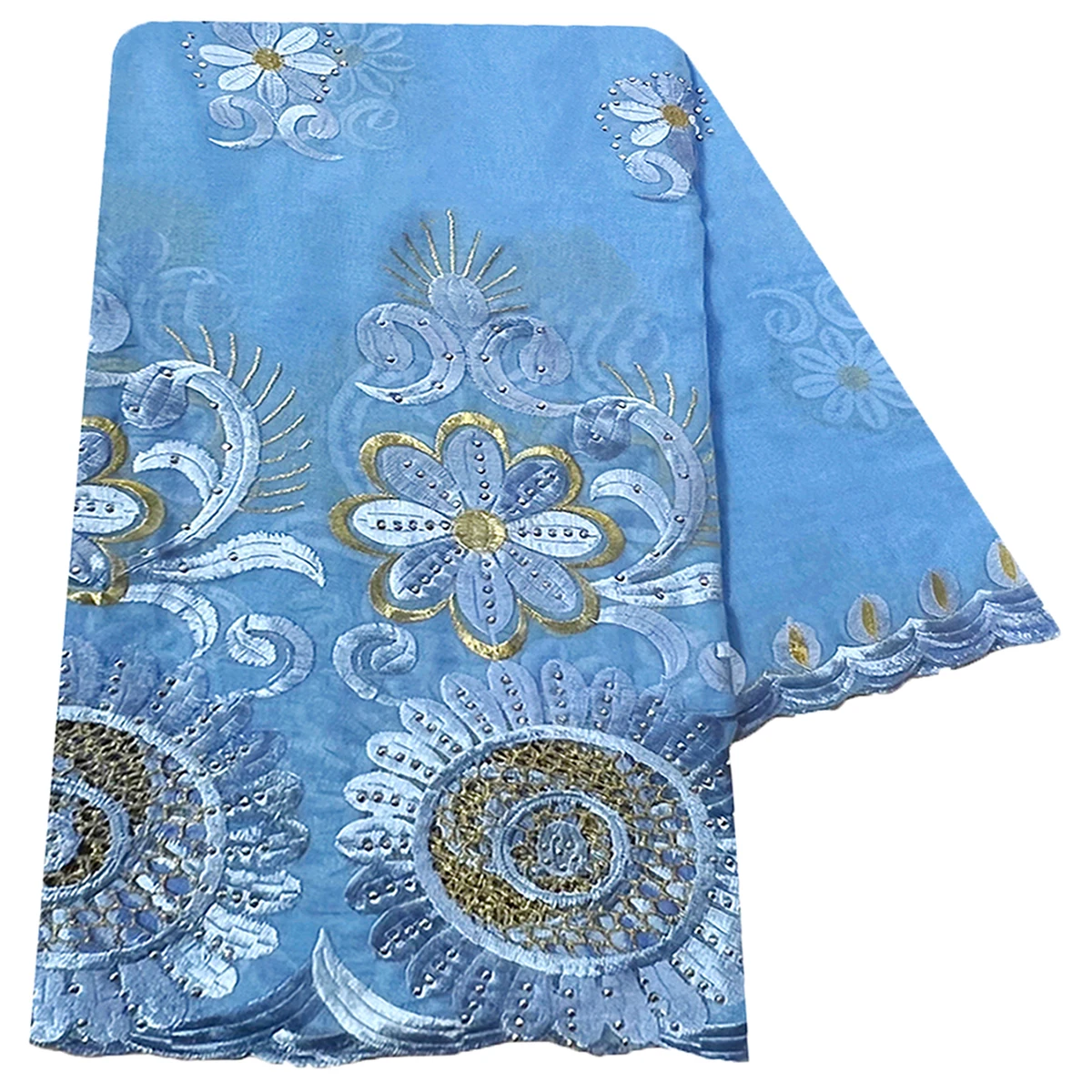 Latest African Women Scarf Soft 100% Cotton With Dold Chip Scarf Dubai Isalmic Scarf Embroidery Muslim Hijab for Shawls Wraps