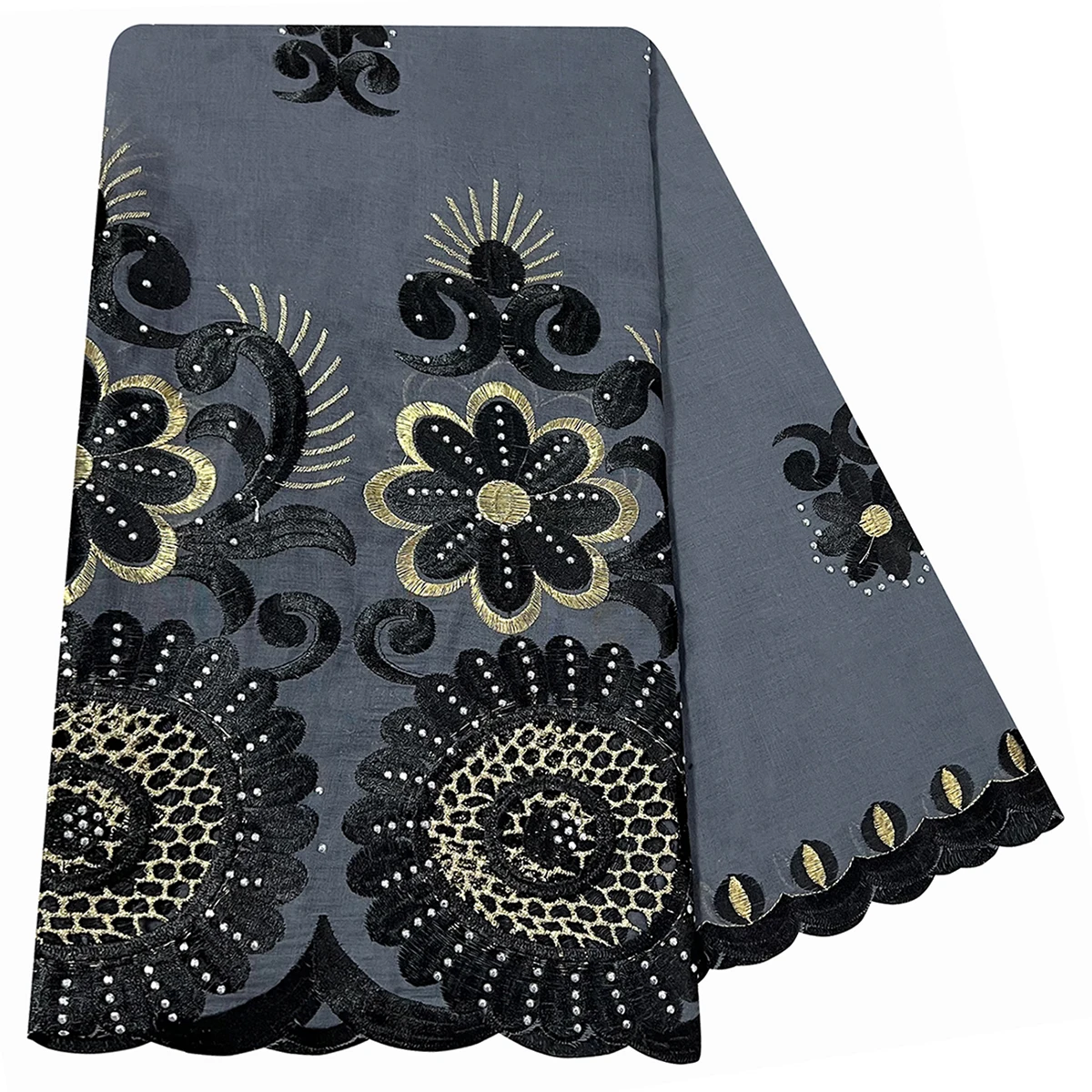 Latest African Women Scarf Soft 100% Cotton With Dold Chip Scarf Dubai Isalmic Scarf Embroidery Muslim Hijab for Shawls Wraps