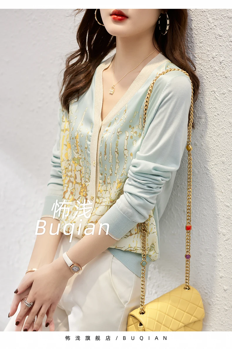 Cardigan for women thin style design sense for women niche top summer long sleeve coat for women patchwork sunscreen cardigan