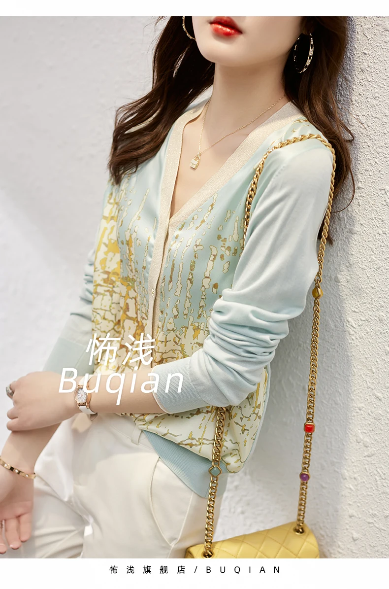 Cardigan for women thin style design sense for women niche top summer long sleeve coat for women patchwork sunscreen cardigan