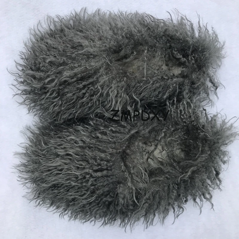 New Fluffy Long Hair Slippers Pink Sheep Fur Slippers Winter Women Plush Flat Shoes Outdoor Indoor Slippers Mongolian Fur Slides