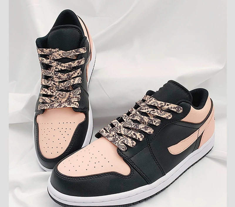 High Quality Cashew Flowers Shoelaces Women Gilding Men Red Black Hand-painted Sports Casual Basketball Shoes Laces 100/120/140