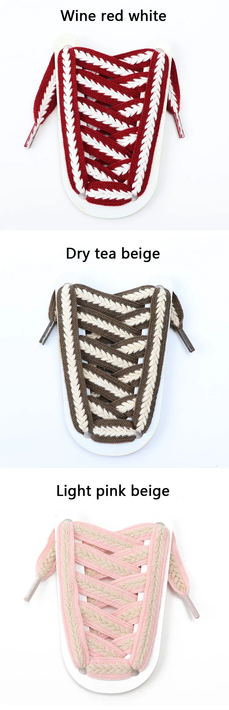 New Flat Shoelaces for Sneakers Striped Twist Weave Shoe Laces Shoelace for Women Man Textured Classic Wide 1.5cm Shoestrings