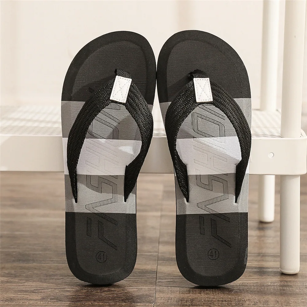 Summer Slippers Men Flip Flops Beach Sandals Non-slip Casual Flat Shoes Slippers Indoor House Shoes for Men Outdoor Slides