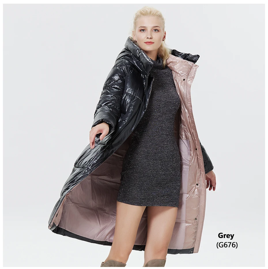 ICEbear 2023 Winter Fashionable Jacket Women's Hooded Warm Parkas Bio Fluff Parka Hight Quality Female Quilted Coat GWD20155D