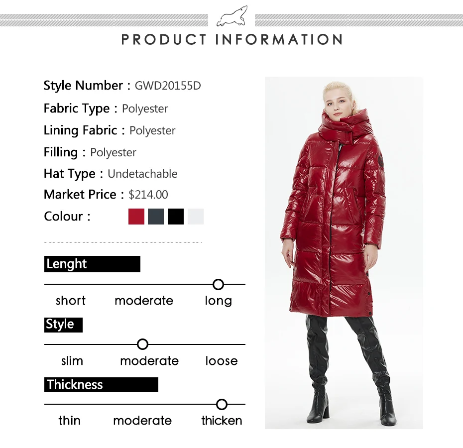 ICEbear 2023 Winter Fashionable Jacket Women's Hooded Warm Parkas Bio Fluff Parka Hight Quality Female Quilted Coat GWD20155D