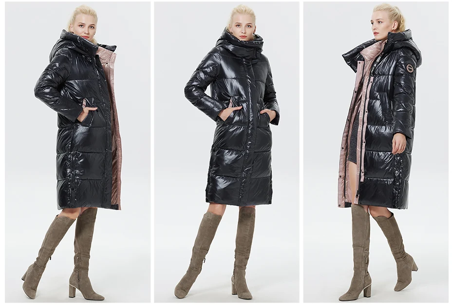 ICEbear 2023 Winter Fashionable Jacket Women's Hooded Warm Parkas Bio Fluff Parka Hight Quality Female Quilted Coat GWD20155D
