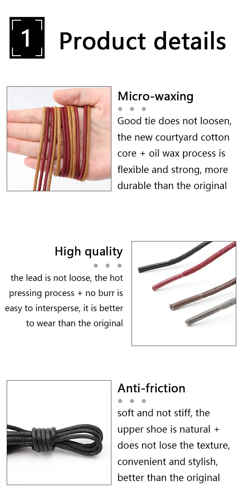 Waxed Cotton Round Shoe Laces Leather Oxford Shoelaces Waterproof Shoelace for Women Men Boots Loafers Shoes Lace Accessories