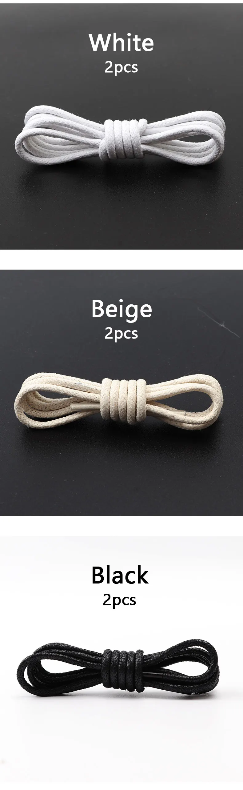 Waxed Cotton Round Shoe Laces Leather Oxford Shoelaces Waterproof Shoelace for Women Men Boots Loafers Shoes Lace Accessories