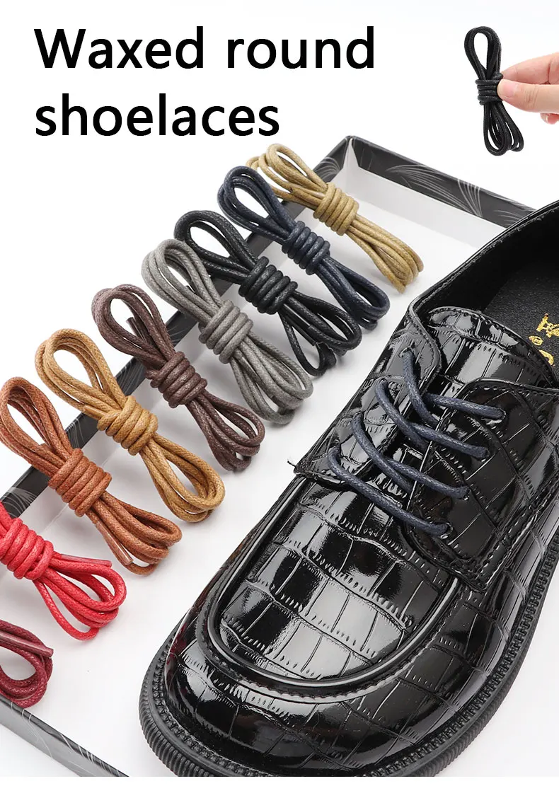 Waxed Cotton Round Shoe Laces Leather Oxford Shoelaces Waterproof Shoelace for Women Men Boots Loafers Shoes Lace Accessories