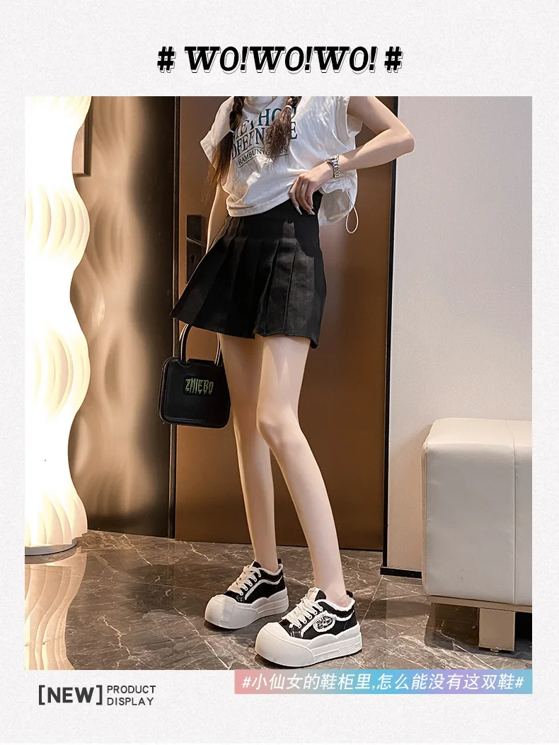 Wide Feet Round Toe Canvas Loafers Women's Leisure Lace Up Sneakers Platform Blue Pink Plimsolls Shoes Student Running Shoes