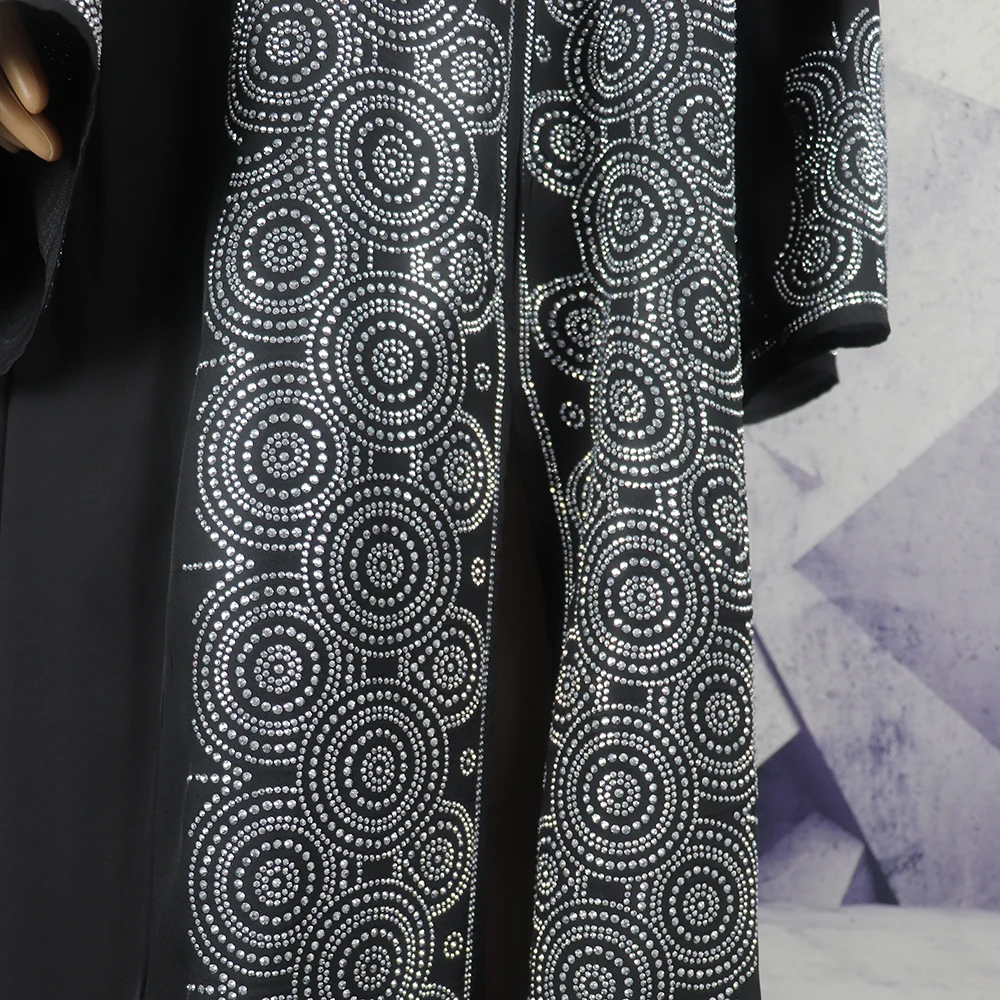 Africa Women's Dress Luxury Robe Dress Loose Fashion V-Neck Diamond Long Sleeve