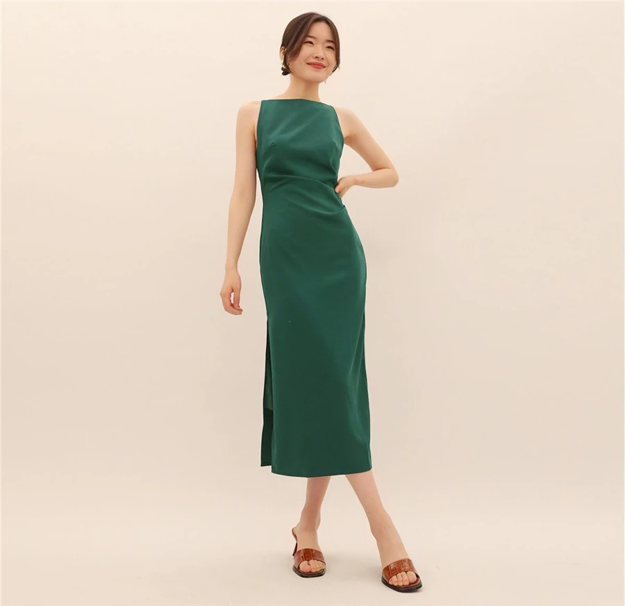 Hepburn Style Sexy Slim Split Party Dress Women French Elegant Y2k Summer Spaghetti Bodycon Dresses Korean Pleated Vestidos New