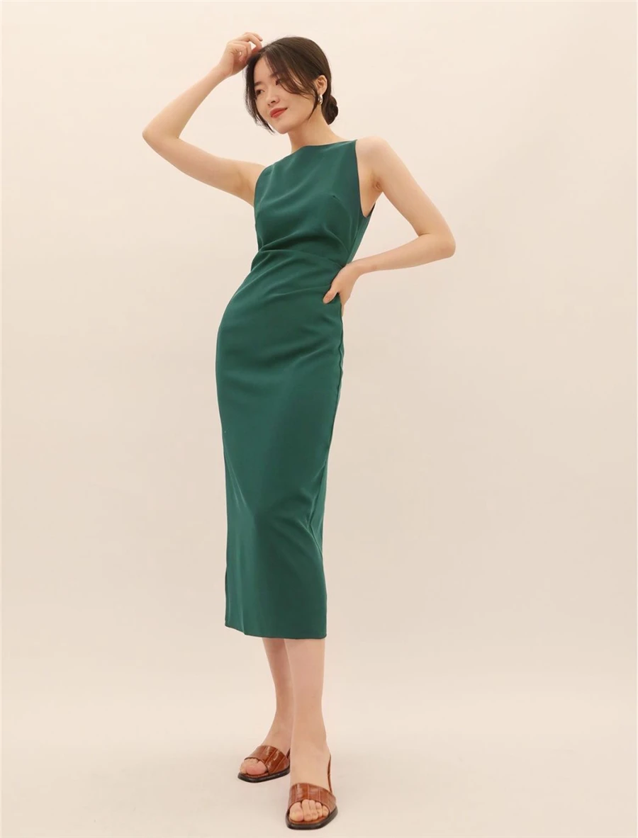 Hepburn Style Sexy Slim Split Party Dress Women French Elegant Y2k Summer Spaghetti Bodycon Dresses Korean Pleated Vestidos New