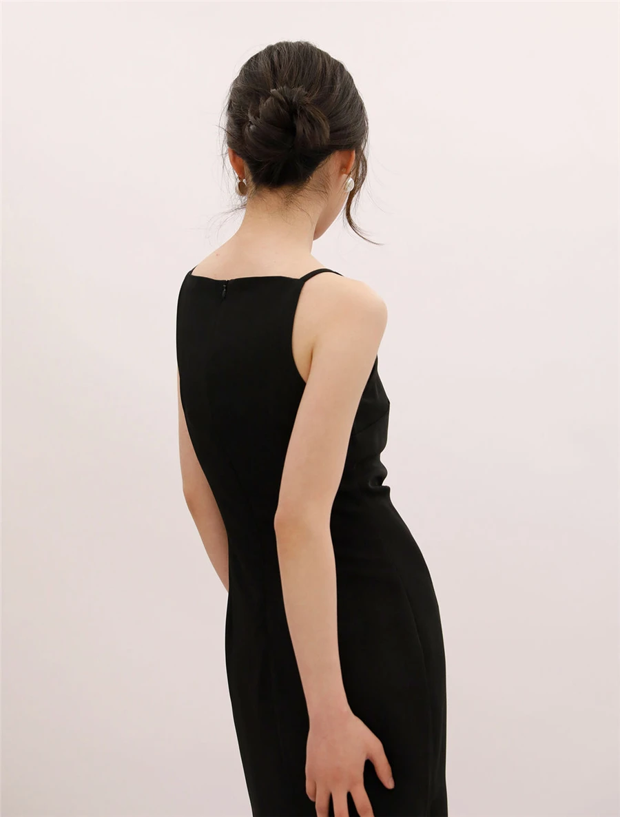 Hepburn Style Sexy Slim Split Party Dress Women French Elegant Y2k Summer Spaghetti Bodycon Dresses Korean Pleated Vestidos New