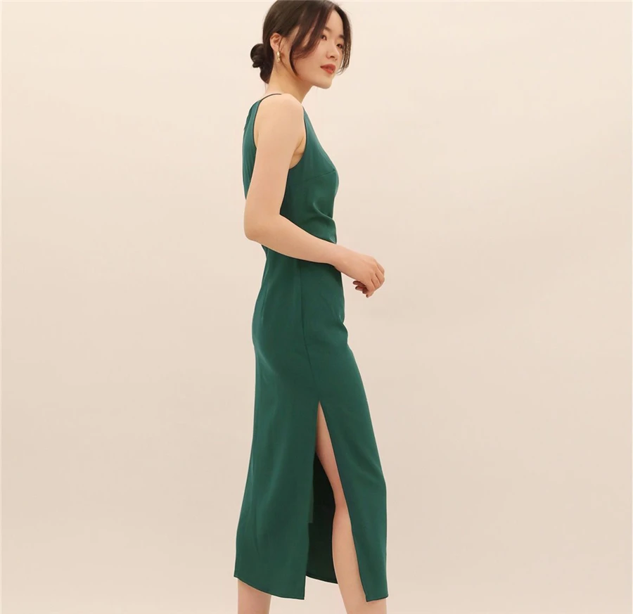 Hepburn Style Sexy Slim Split Party Dress Women French Elegant Y2k Summer Spaghetti Bodycon Dresses Korean Pleated Vestidos New