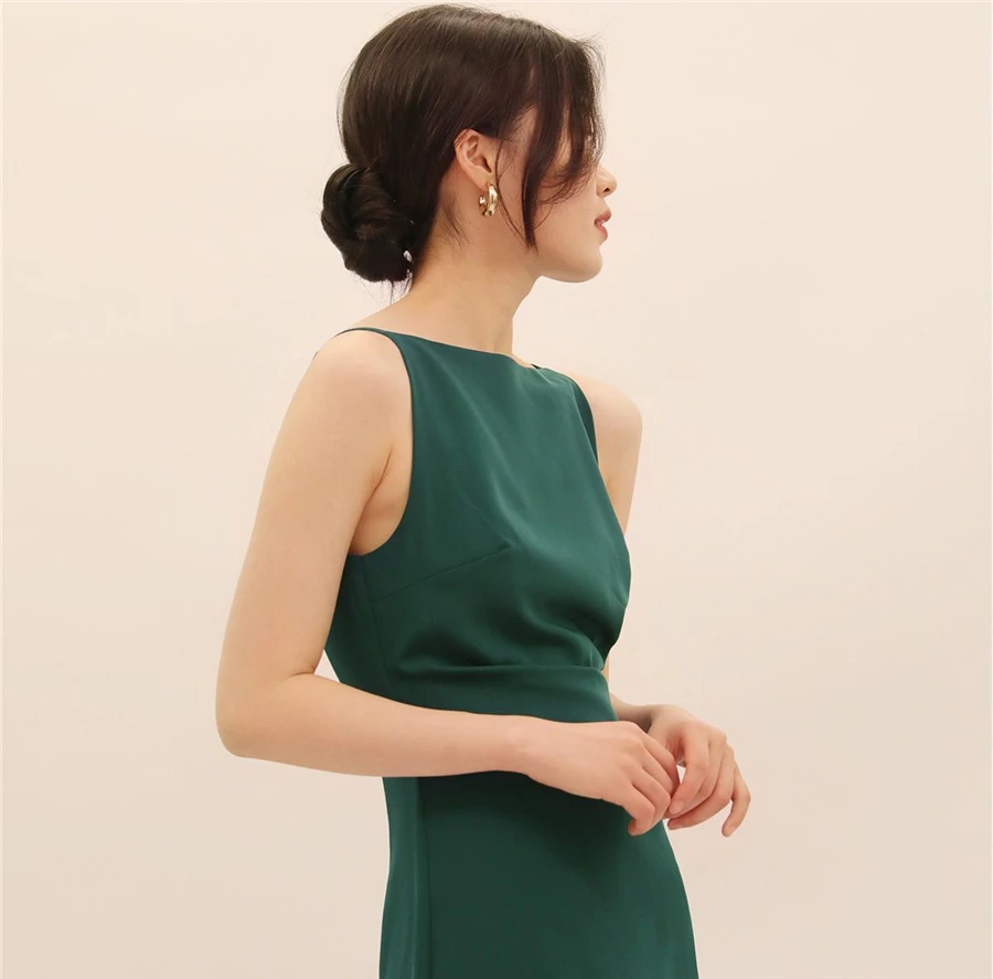 Hepburn Style Sexy Slim Split Party Dress Women French Elegant Y2k Summer Spaghetti Bodycon Dresses Korean Pleated Vestidos New