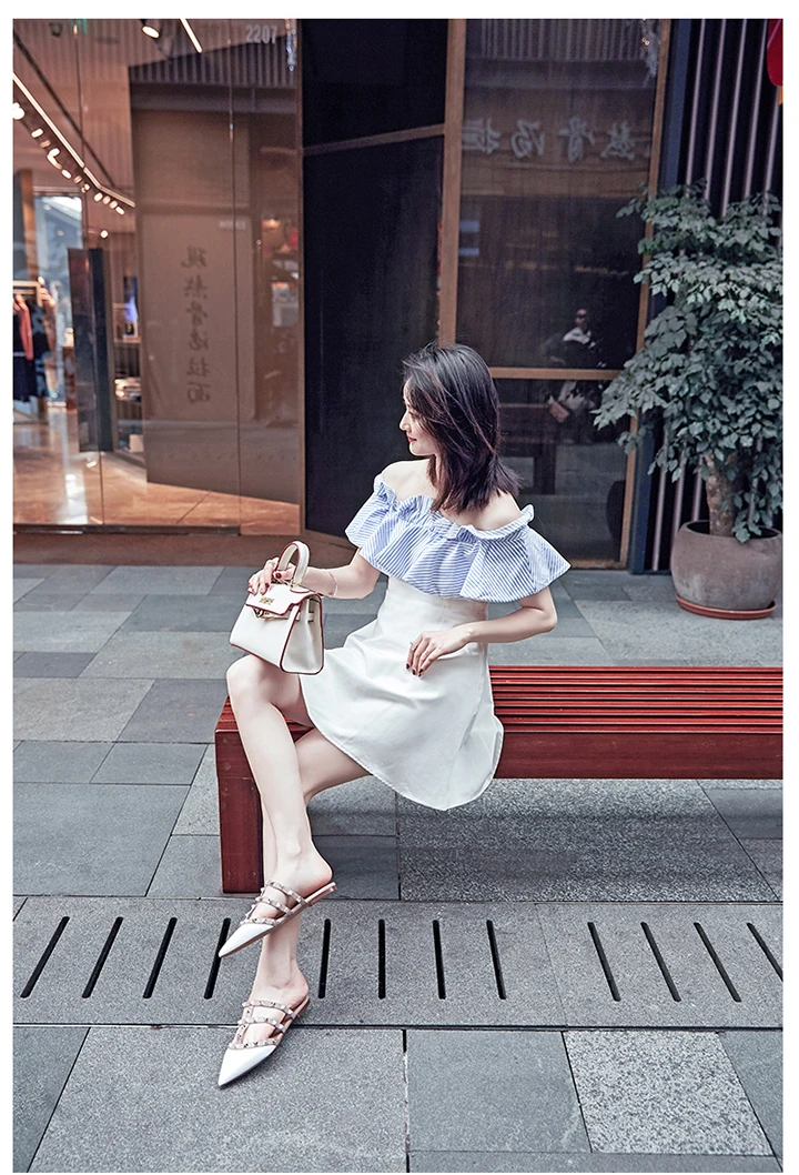Women's Sandals Summer Luxury Shoes Woman 2026 Trend Ankle Strap Rivets Flat Shoes Brand Design Slippers Ladies Shoes Women