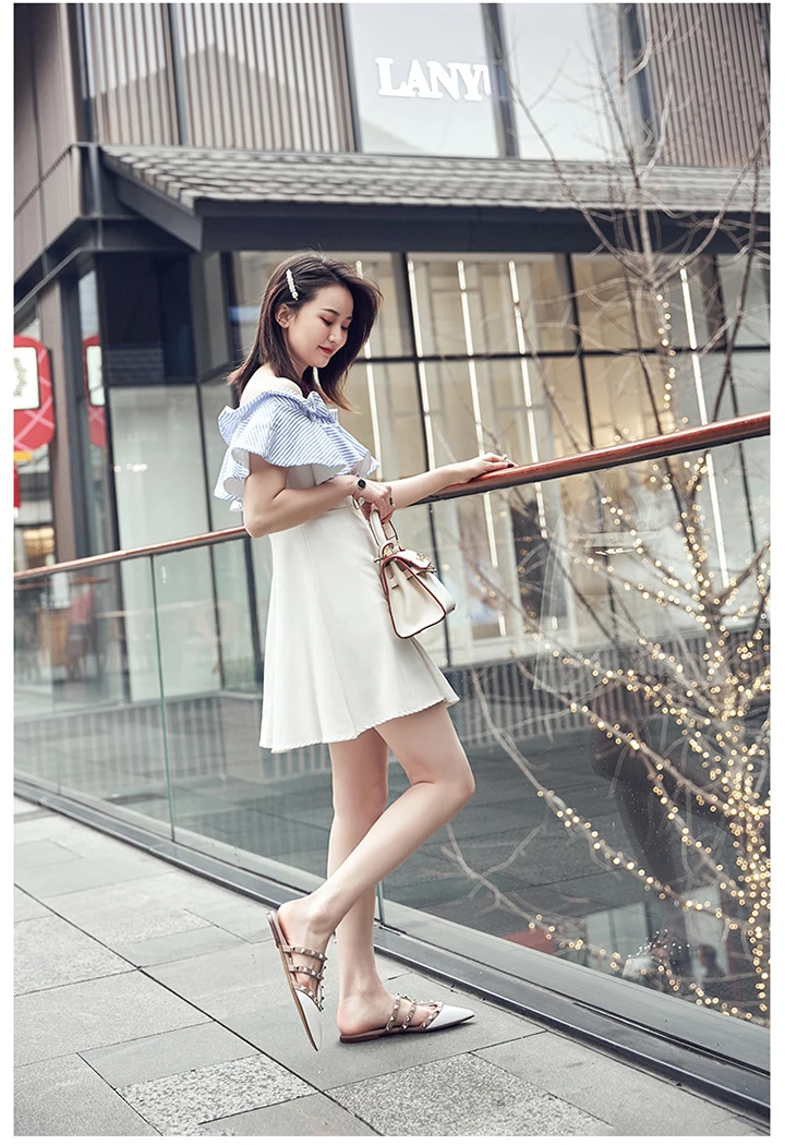 Women's Sandals Summer Luxury Shoes Woman 2026 Trend Ankle Strap Rivets Flat Shoes Brand Design Slippers Ladies Shoes Women