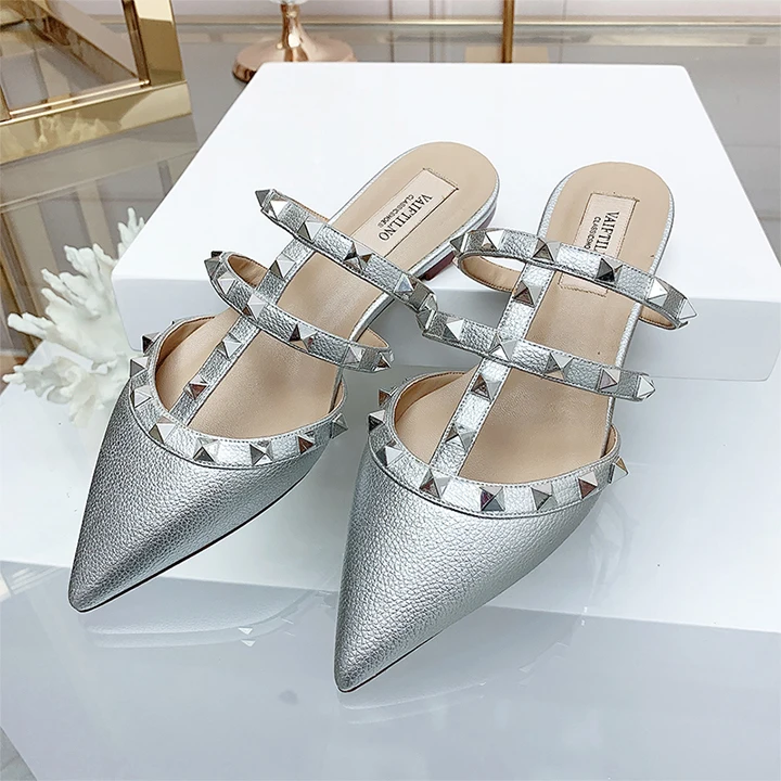 Women's Sandals Summer Luxury Shoes Woman 2026 Trend Ankle Strap Rivets Flat Shoes Brand Design Slippers Ladies Shoes Women
