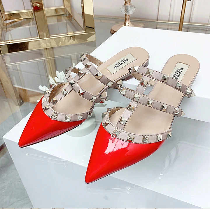 Women's Sandals Summer Luxury Shoes Woman 2026 Trend Ankle Strap Rivets Flat Shoes Brand Design Slippers Ladies Shoes Women