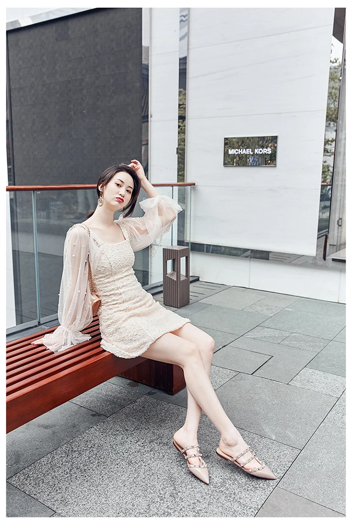 Women's Sandals Summer Luxury Shoes Woman 2026 Trend Ankle Strap Rivets Flat Shoes Brand Design Slippers Ladies Shoes Women