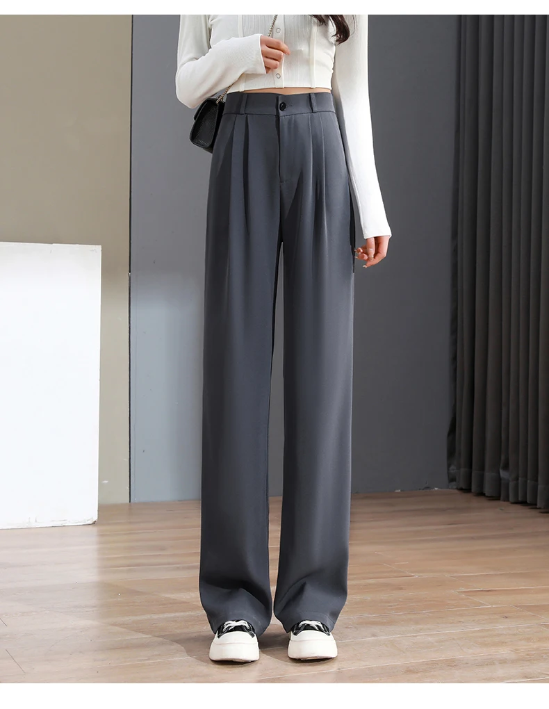Suit Pants For Women Wide Leg Straight Pencil Pants High Waisted Casual Pants Suit Office Lady Korean Style Y2K Women Trousers