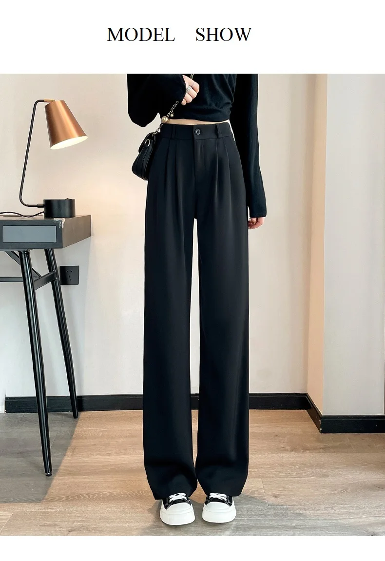Suit Pants For Women Wide Leg Straight Pencil Pants High Waisted Casual Pants Suit Office Lady Korean Style Y2K Women Trousers