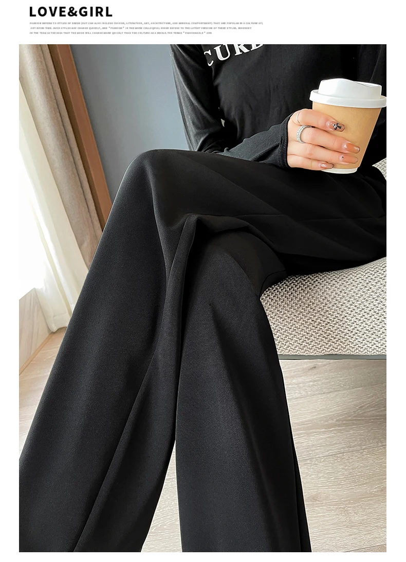 Suit Pants For Women Wide Leg Straight Pencil Pants High Waisted Casual Pants Suit Office Lady Korean Style Y2K Women Trousers