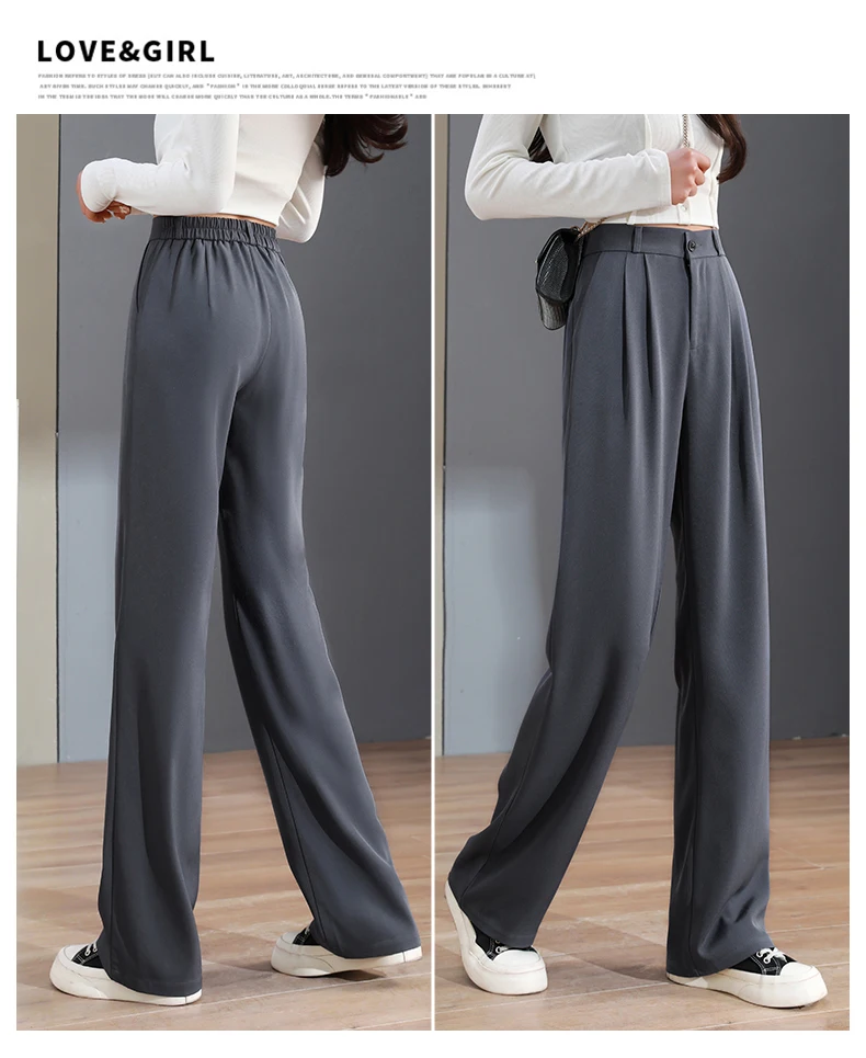 Suit Pants For Women Wide Leg Straight Pencil Pants High Waisted Casual Pants Suit Office Lady Korean Style Y2K Women Trousers