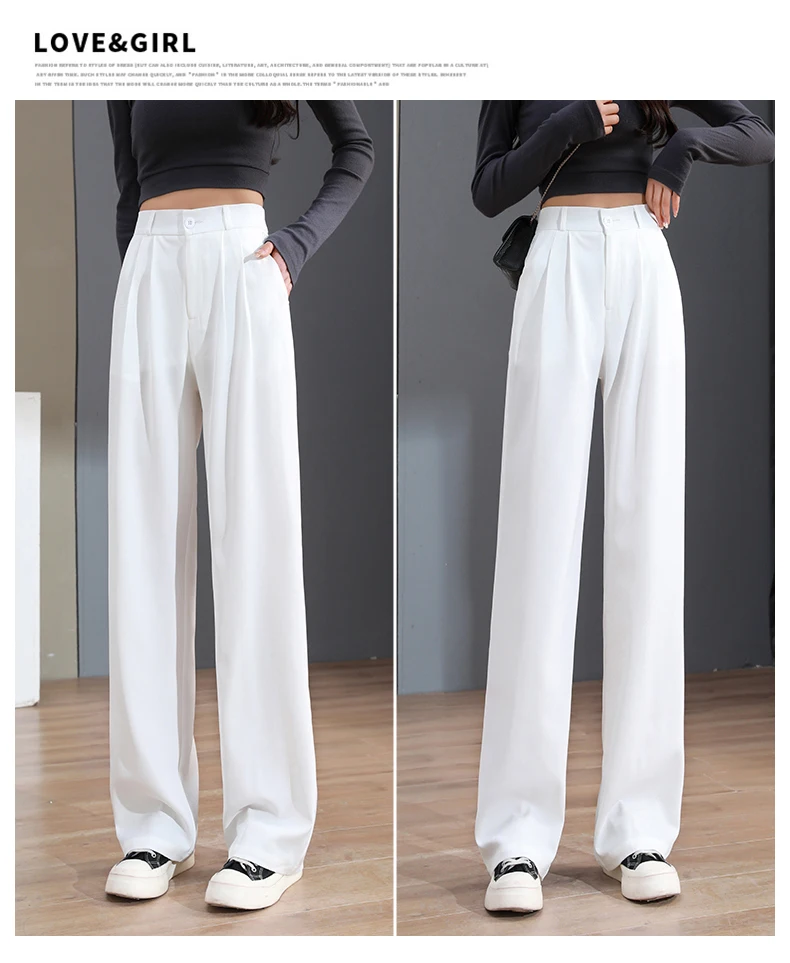Suit Pants For Women Wide Leg Straight Pencil Pants High Waisted Casual Pants Suit Office Lady Korean Style Y2K Women Trousers