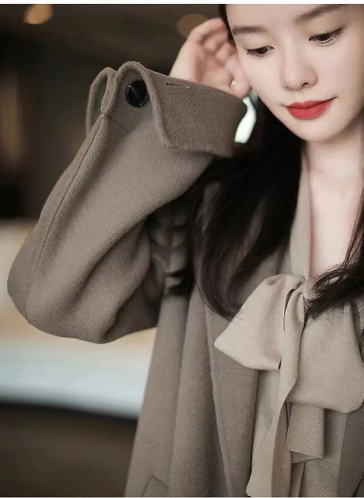 French elegant float lead cashmere cardigan women fall winter new knitted sweater loose thin short wool shirt