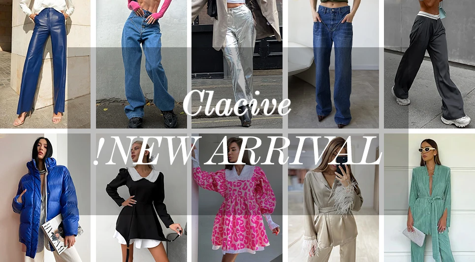 Clacive Fashion Loose Pirnt Two Piece Sets Womens Outifits Casual Long Sleeve Lace-Up Shirts With High Waist Straight Pants Set