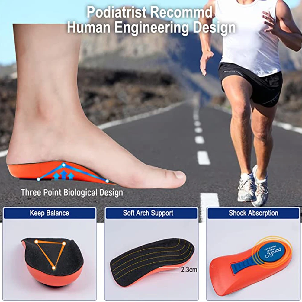 Orthopedic Sports Shoes Insoles for Plantar Fasciitis Pain Relief Heel Spur Cushion Soft Elastic Shock Absorption Heel Foot Pads