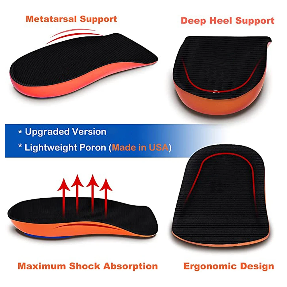 Orthopedic Sports Shoes Insoles for Plantar Fasciitis Pain Relief Heel Spur Cushion Soft Elastic Shock Absorption Heel Foot Pads
