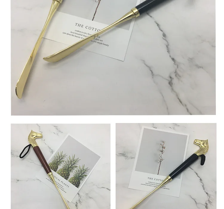 1PC Horsehead Shoehorn 32cm Metal Shoehorn Handle Long Remover Shoehorn Handheld Durable Shoe Lifter Convenient Shoe Wearers